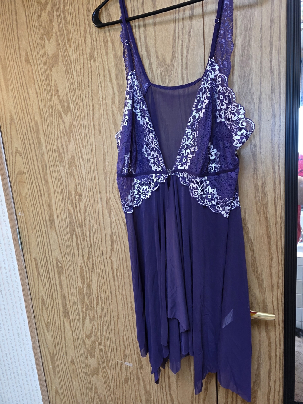 SHEIN Purple Lace-Trim Sheer Chemise